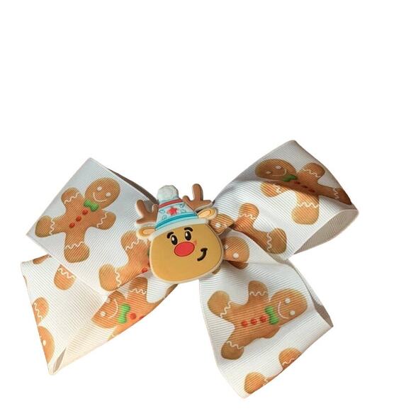 Girls Gingerbread Bow Clip - Picture 4 of 5